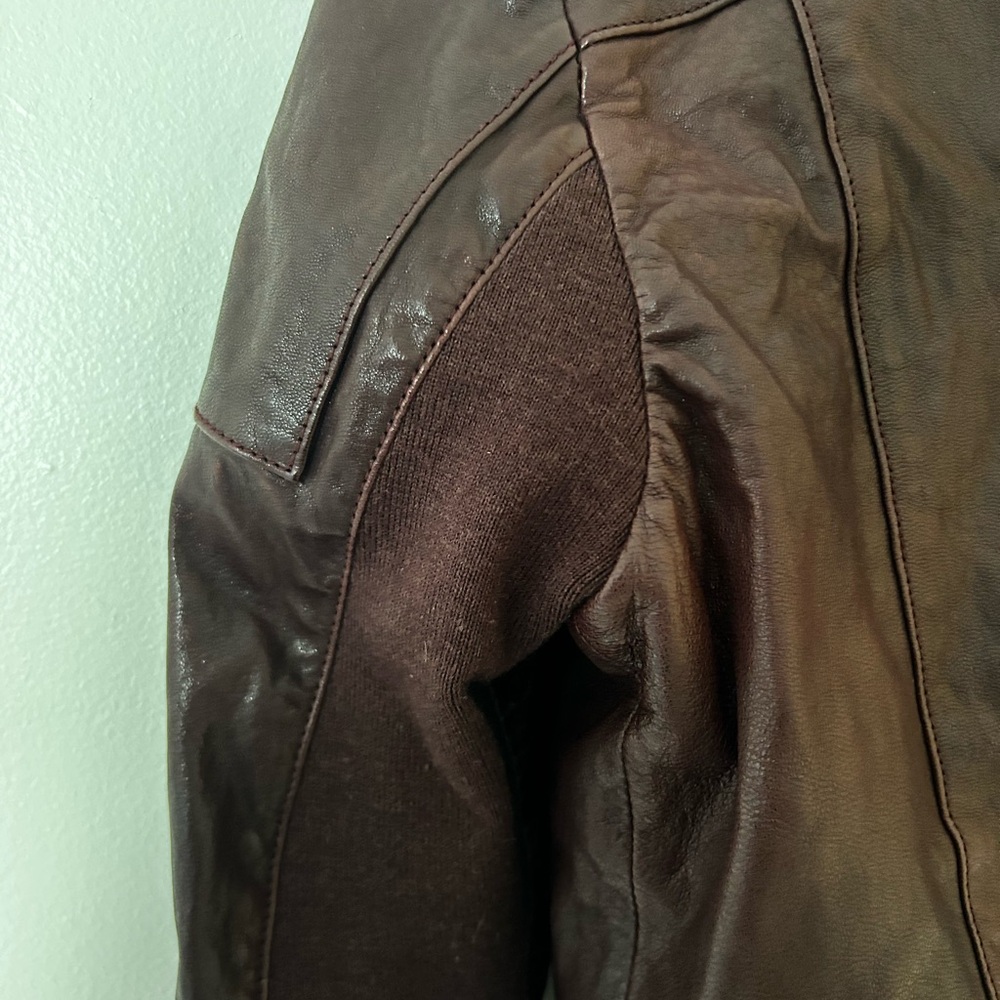 June women’sVegan Leather Moto Jacket in Deep Burgundy - Picture 4 of 4